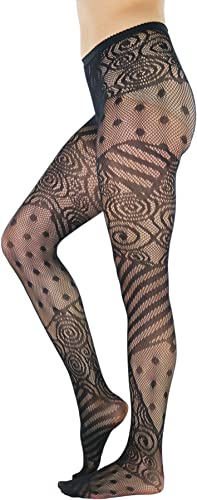 Image of ToBeInStyle Women's Elegant Floral Lace Inspired Spandex Net Full Length Tights