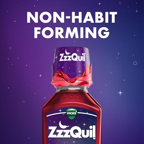 zzzquil nighttime sleep aid liquid 50 mg diphenhydramine hcl no1 sleep aid brand fall asleep fast non-habit forming calming vanilla cherry 12 fl oz