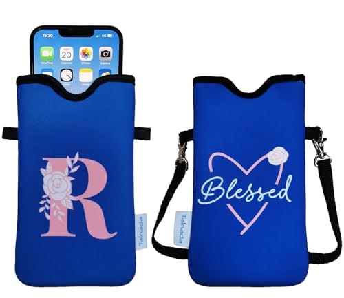 Image of Tainada Neck Phone Personalized Initial Pouch w /Crossbody Strap(Letter R)