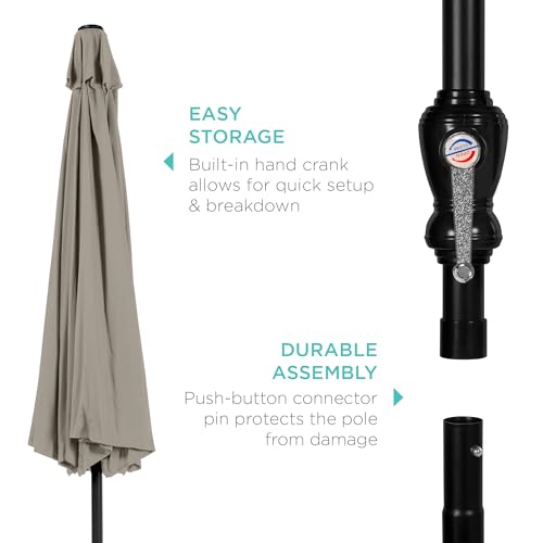 Image of Best Choice Products 10ft Outdoor Patio Umbrella, Outdoor Table Umbrella, Yard Umbrella, Market Umbrella with 6 Sturdy Ribs, Push Button, Tilt and Crank - Beige