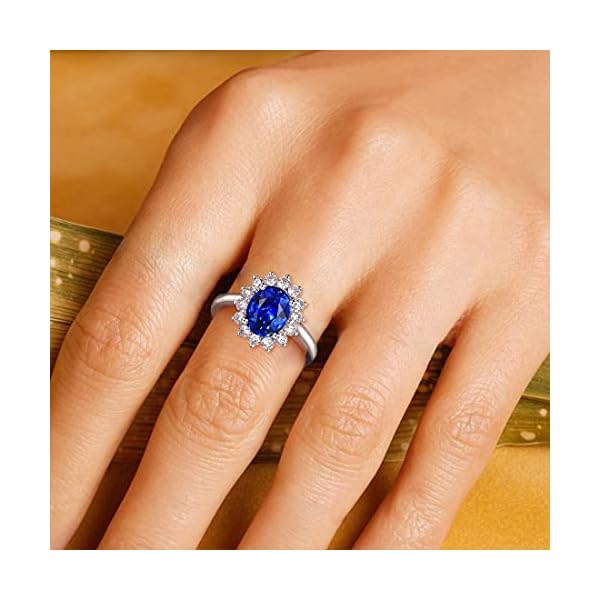 FANCIME-Birthstone-Rings-for-Women-Sterling-Silver-Created-Sapphire-Rings-Opal-Rings-Princess-Diana-Inspired-Statement-Engagement-Ring-Fine-Jewelry-for-Women-Size-56789 FANCIME Birthstone Rings for Women Sterling Silver 2.6ct Created Sapphire Rings Princess Diana Inspired Statement Engagement Ring September Birthstone Fine Jewelry for Women Size 9