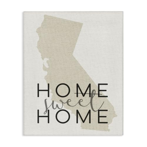 Stupell Industries Home Sweet Home California Typography Oversized Stretched Canvas Wall Art, Proudly Made in USA