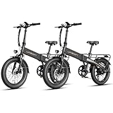 Jasion EBS 20' Foldable Electric Bike Fat Tire for Adults, 1000W Peak, 48V Removable Built-in Battery, 23MPH 50 Miles Range Commuter Electric Bike with Aluminum Frame for City, Mountain, Snow-2BN