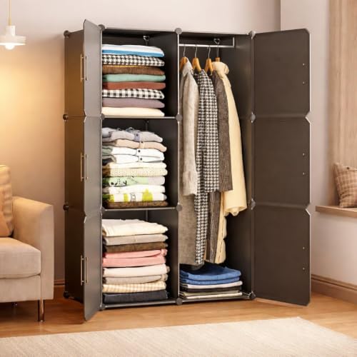 Image of Foldable Plastic Wardrobe for Clothes - Baby Cupboard for Clothes Storage, Wardrobe for Kids, Plastic Almirah, Collapsible Wardrobe for Kids Livingroom & Home (Grey-HK3)