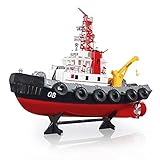 DFERGX Barco RC Barco de Bomberos Juguetes para Adultos y niños Modelo náutico Barco acuático Adecuado para Lagos y Piscinas Juguete acuático, Regalos para Adultos y niños
