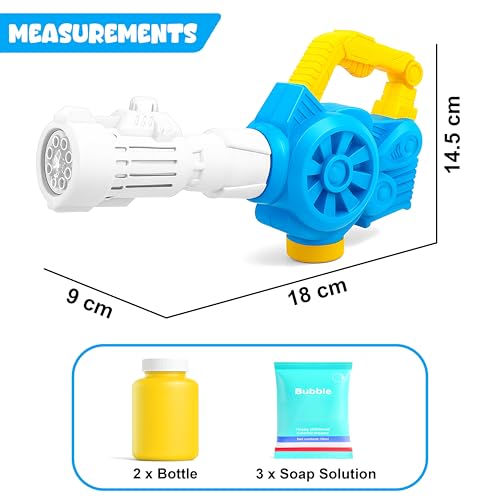 Image of VGRASSP Bazooka Bubble Launcher Toy Gun for Kids - Battery Operated Bubble Maker Machine with Soap Solution and 2 Bottles - Indoor and Outdoor Gatling Gun Toy Gift - Color As Per Stock