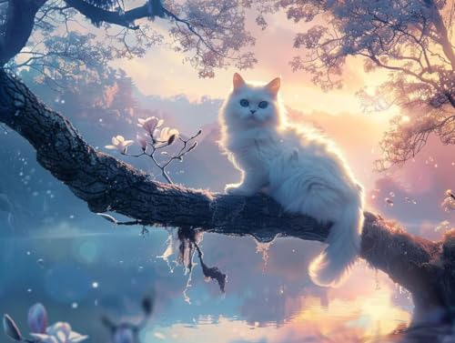 Peinture numéro adulte arbre chat toile facile anti-stress J0-1196