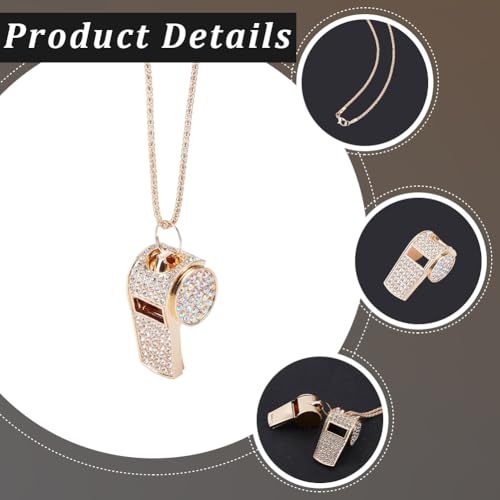 Silbato metálico dorado con brillantes y cadena desmontable miniatura 6