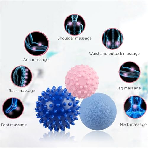 Image of WOVTE Massage Lacrosse Ball Set for Sore Muscles, Shoulders, Neck, Back, Foot, Body, Deep Tissue, Trigger Point, Muscle Knots, Yoga and Myofascial Release