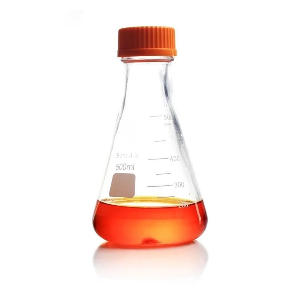 Wyroby szklane i laboratoryjne Erlenmeyer 500 ml z szyjką z pokrywką ze szkła borokrzemowego 3.3, stożkowy trójkątny kształt, sprzęt laboratoryjny