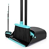 Upgrade Broom and Dustpan Combo Set, Extendable 52' Long Handle Broom for Easy Sweeping, Self-Cleaning Dust pan Teeth for Pet Hair, Perfect for Home, Kitchen, and Office