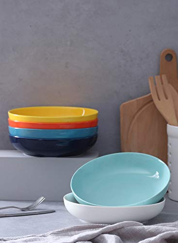 Sweese 124.002 Porcelain Salad Pasta Bowls - 30 Ounce - Set Of 6, Multicolor, Hot Assorted Colors #TOP4