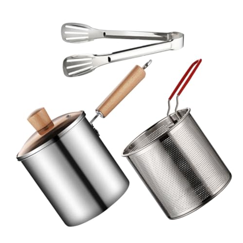 Cabilock Stainless Steel Deep Fryer Basket Fryer Strainer for Pot Metal Fry Basket Frying Pot Family Size