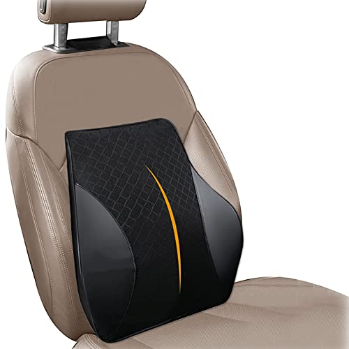 ZPPLD Cojín Lumbar de Apoyo,Cojín Lumbar Silla Oficina Respaldo,Lumbar Coche con Esponja Memoria,Respaldo Ergonómico para Sillas de Oficina y Asientos de Coche - Negro