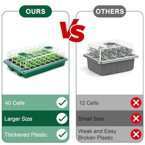 5 Pack Seed Starter Tray Seed Starter Kit (200 Cells Total Tray) with Adjustable Humidity Dome, Plant Germination Trays, Seed Starting Trays Mini Greenhouse Germination Kit for Seeds Growing Starting - Image 6