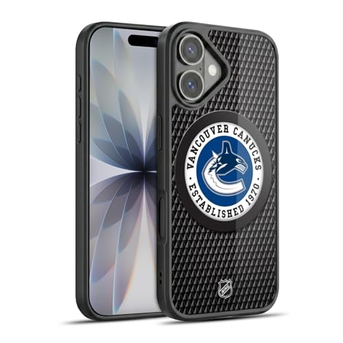 Coque iPhone 17 NHL Vancouver Canucks protège des chutes avec sa texture rondelle