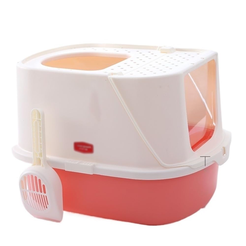 Artykuły dla zwierząt, Kuweta dla kota z łopatką, zamknięta konstrukcja dużych kotów, łatwa do czyszczenia(Pink)
