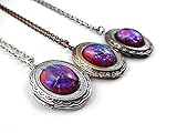 1 Synthetic Mexican Opal Dragons Breath Czech Glass Small Oval Locket in Silver, Copper or Gunmetal