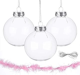 ilauke 12pcs Christmas Ball Clear Plastic Transparent Balls Ornaments DIY Fillable Craft Ball Baubles for Wedding Party Christmas Home Decor (8cm