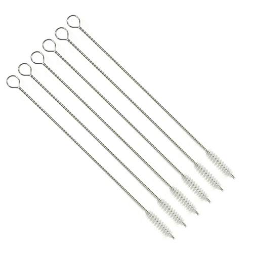 Brussels08 6 Pcs Drinking Straw Cleaning Brush Kit Nylon Bristles Stainless Steel Handle Tube Straw Cleaner Brushes Bendable Cleaning Brush for Multiple Size Straws Bottle Nipple M