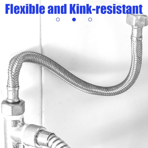 100cm Flexschlauch Wasserhahn, 304 Edelstahl Anschlussschlauch Armatur, G1/2 x G1/2 Armaturenschlauch, Panzerschlauch 1/2 Zoll, Dusche Umflechtung Flexschlauch für Wasserhahn Mischbatterie