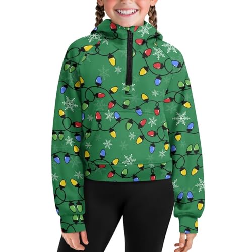 Girl's Half Zip Sweatshirt Soft Fleece Hooded Pullover for Teen Hoodies Tops Active Sport Jacket Fall Clothes,5-14