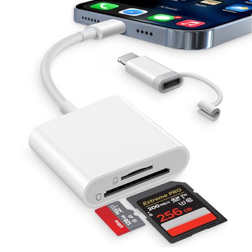 Dalimee SD Kartenleser USB C Lightning für iPhone Apple MFi Certified SD Card Reader mit SD und Micro SD/TF Kartensteckplatz Plug-and-Play Kartenlesegerät für iPhone15/16/17/iPad/MacBook/Laptop