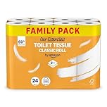 Our Essentials by Amazon Toilet Tissue Classic Roll, 2-ply, 24 Rolls (1 Pack of 24), 200 Sheets per Roll