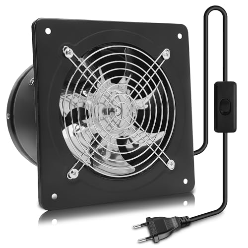 MEKOTRIN Extractor de Aire con Interruptor, Ventilador Silencioso Montado en Ventana con 3 Orificios para Campana de Cocina, Baño, Uso Industrial (4 pulgadas 20W)