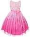 Tulle Rosette Spring Easter Flower Girl Dress in Ombre Fuchsia Aqua Purple 2-14