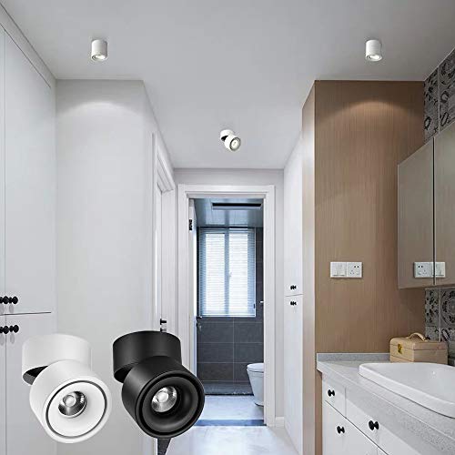 Image of LED Ceiling Spotlight-Indoor 360Adjustable Surface Mounted 10W COB Ceiling Downlight-Wall Lamp for Picture Background Wall Display Lighting(White,4000K Natural Light)