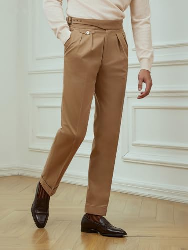 Men's Vintage Straight Fit Khaki Pants Signature Lux Cotton Twill Suit Pants Trousers Casual Casual3