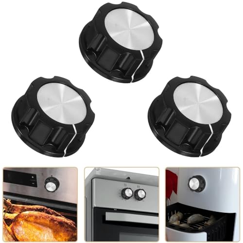 BAAQII 3 Pcs Air Fryer Switch Button Timer Knob Replacement Microwave Oven Control Rotary Switch Knob Grill Universal Kitchen Appliances Gas Stove Electric