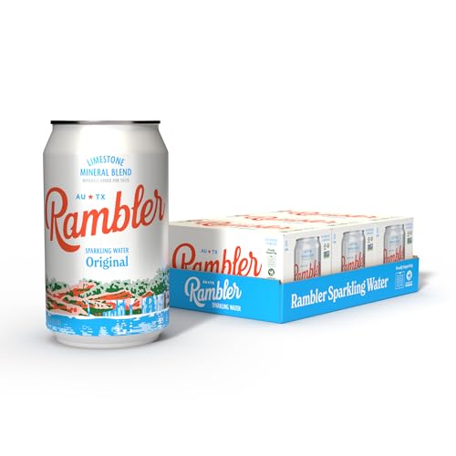 Image of AUTX RAMBLER Sparkling Water, Texas Limestone Mineral Blend, Original Natural Flavor, 12-Ounce Cans, Three 8-Packs (24 Cans)
