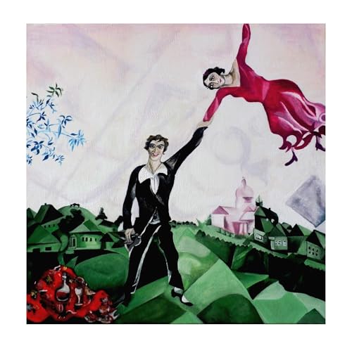 Social Crazy POSTER su carta fotografica premium 270 gr - Marc Chagall - La Passeggiata (The Promenade) - Fine Art Print Locandina HD 100% QUALITà ITALIA Idea Regalo Casa quadro home (A3)