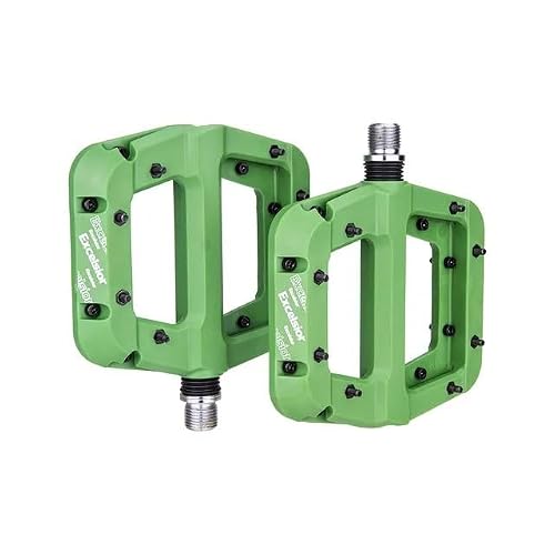 JIASHUNHE Bike Pedals MTB Bicycle Pedals DU Bushing Bearings Nylon Ultralight Flat Pedal Road Bike BMX Anti-slip(Green)