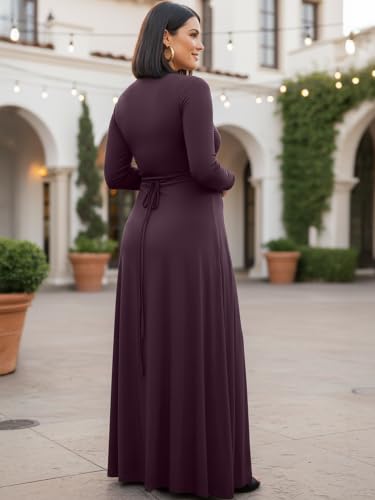 Image of KOH KOH Womens Maternity Long Sleeve V-Neck Flowy Winter Maxi Dress Gown
