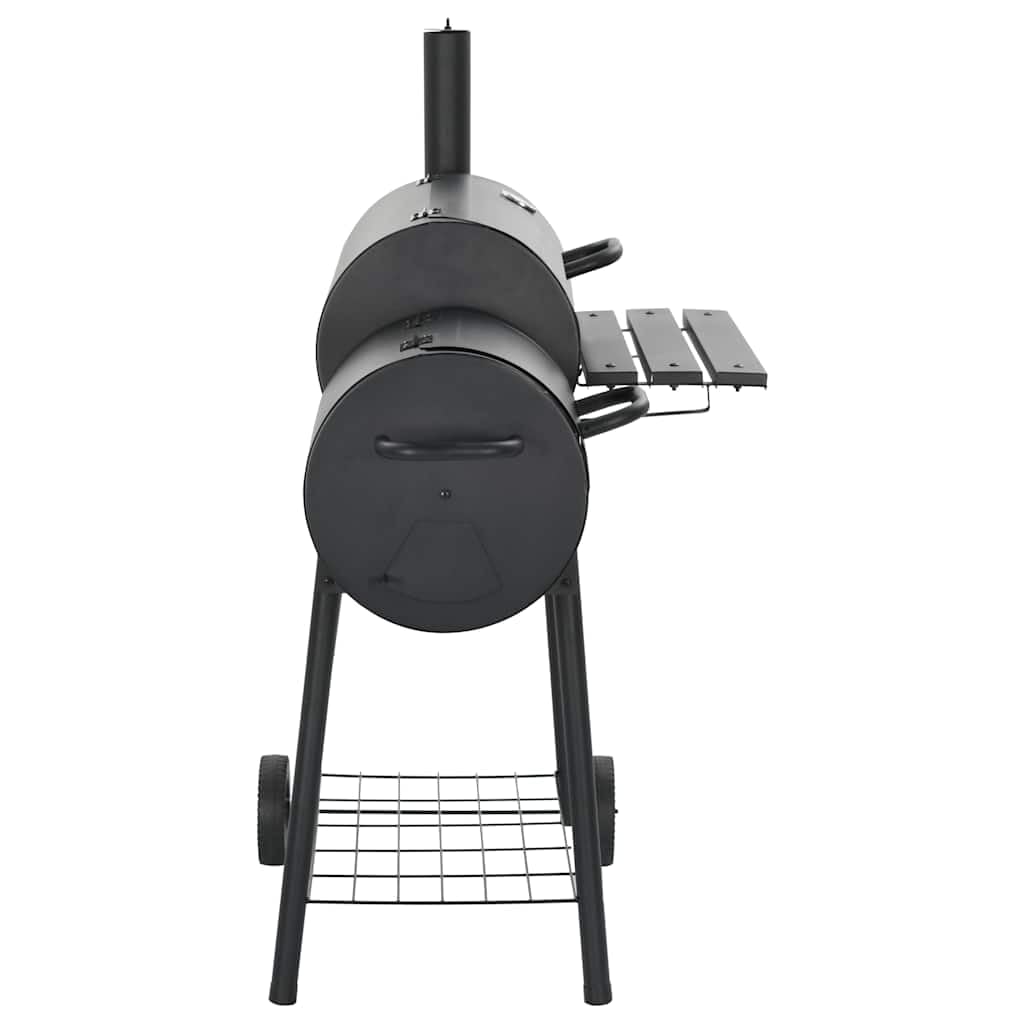 Klasyczny grill na węgiel drzewny, ze stali z termometrem, 3 chromowane ruszty, praktyczna półka, mobilny z 2 kółkami, do ogrodu, na taras, na zewnątrz, bez dymu