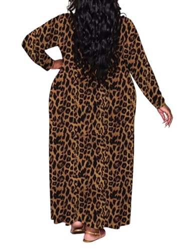 Image of TOPSRANI Womens Plus Size Maxi Dresses for Women Oversize Casual Short Sleeve V Neck Loose Plain Solid Trendy Summer Dress