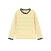 MIANZHI Girls Striped Long Sleeve Shirts Drop Shoulder Casual Fashionable Crewneck Blouse Tee Tops Yellow