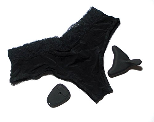 Womens Pulsating Vibrating Panty Wireless Remote Control 10X Vibe Set Lace Panties Black Thongs