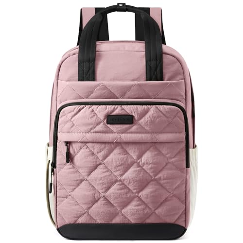 LOVEVOOK Puffer Backpack for Women Fits 15.6 Inch Laptop, Quilted Travel Backpacks Purse with Large Cup Holder, Teacher Computer Work Bags College Shool Bookbag, Puffy Carry On Personal Item Bag