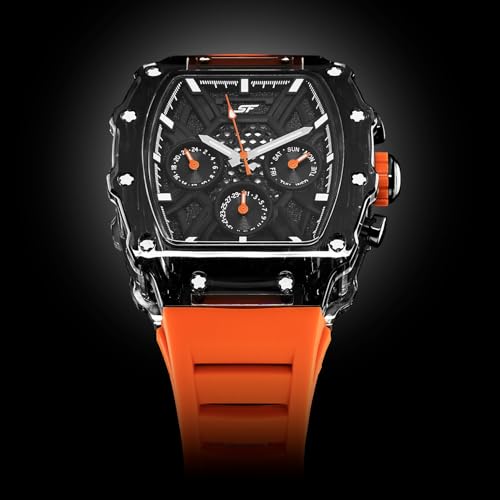Image of SF Maiden Voyage Sport Watch Quartz Analog with Black Dial Orange Silicon Strap Watch for Men - 77178PP01W