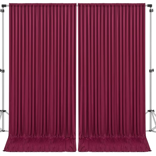 Image of 10x10ft Burgundy Backdrop Curtain for Wedding Parties Wrinkle Free Fabric Maroon Drapes Backdrop Decoration for Baby Shower Birthday Photography Decoration 2 Panels, 5ft x 10ft