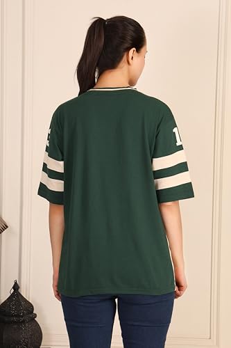 Image of BLACKSTEP Women Oversized Cotton Jersey Tshirt | Loose Fit Streetwear Casual Top | Drop Shoulder Longline T Shirt for Girls College Wear Travel Gym Daily Outfit