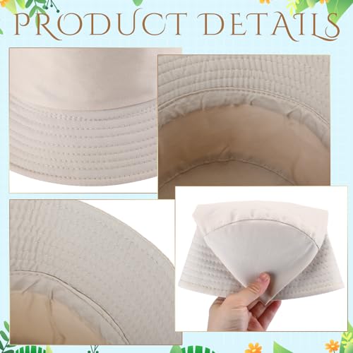 Image of 36 /24 /12 Pcs Bucket Hats for Men Women Bulk Cotton Fishing Cap UV Protection Beach Foldable Solid Color Sun Cap