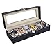 Autoark Cuir Boîte à Montres,Pour 6 Montres,avec Dessus en Verre,Noir,DAWU-021