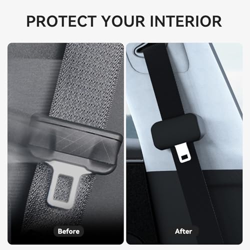 Image of YONZEE 5-Pack Silicone Car Seat Belt Buckle Covers - Anti-Scratch, Noise Reduction & Buckle Protection - Universal Fit for Cars, SUVs, Trucks (Black)