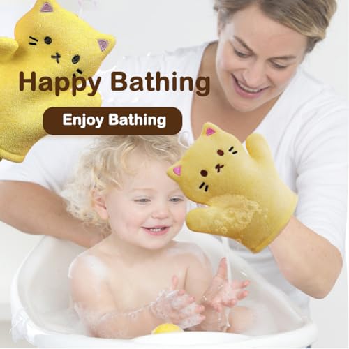 Image of 3pcs Cute Polar Bear, Pig & Cat Bath Sponge /Mitt /Loofahs /Gloves - Baby Toddler Children Soft Bath Scrub & Wash Bubble Gloves
