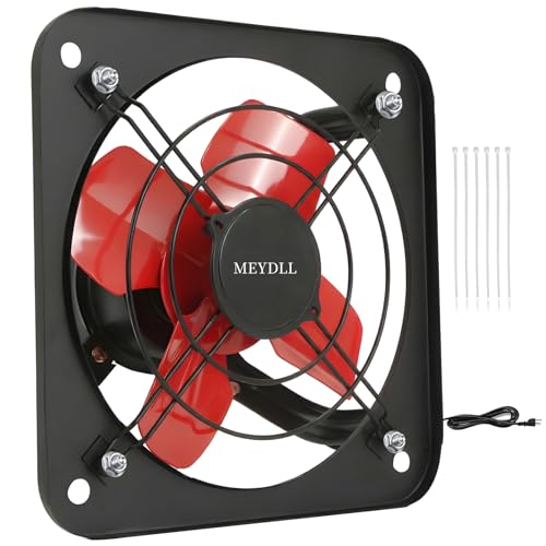 MEYDLL 8" Shutter Exhaust Fan,Wall Mounted Attic Fan-500CFM,9m/s Vent Fan with ON/OFF-Controller,All-Metal for Garage,Greenhouse,Attic,Basement Ventilation,Kitchen-Black